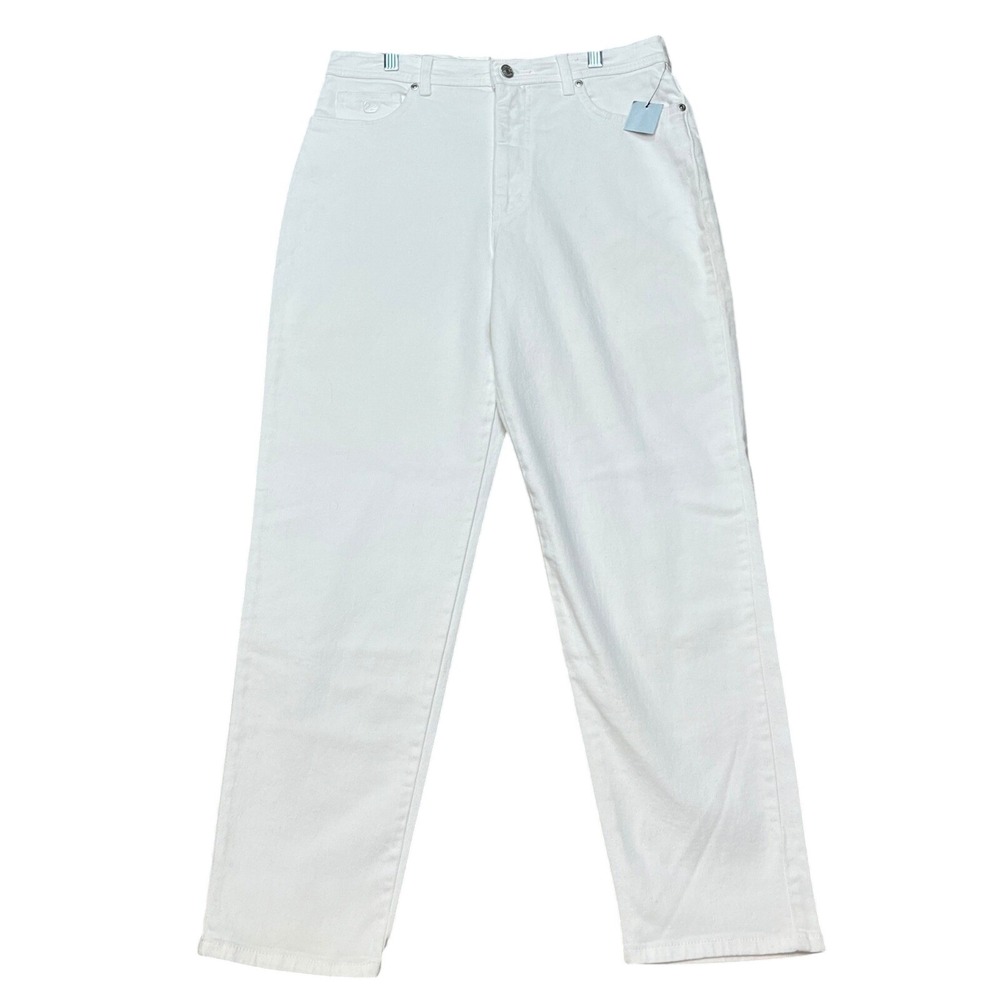 Gloria Vanderbilt Jeans Womens 14P 32x28 White Straight Leg Stretch Flat Front